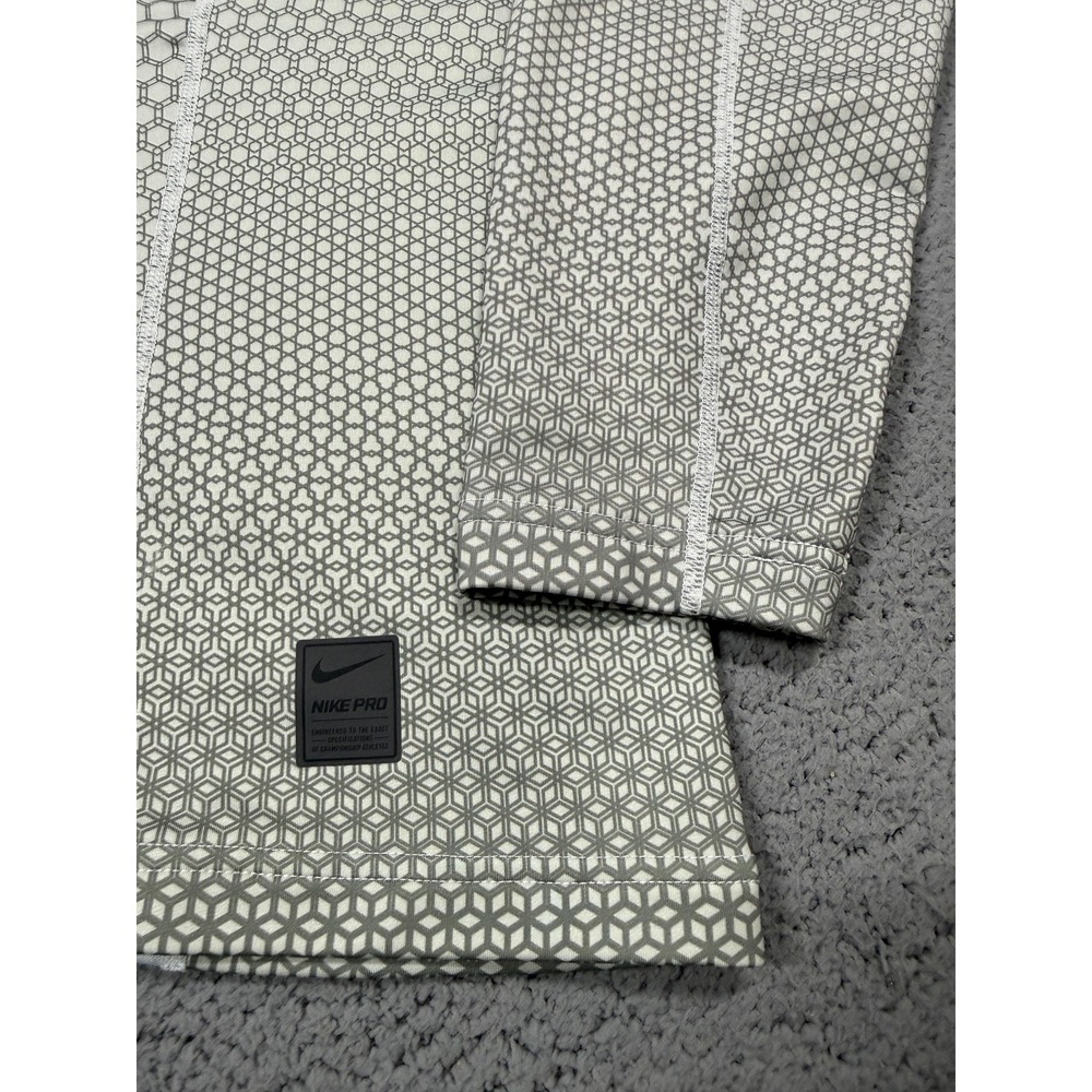Nike Pro HyperWarm Shirt Mens XL Gray Long Sleeve Fitted Running Top Thermal - Picture 2 of 9